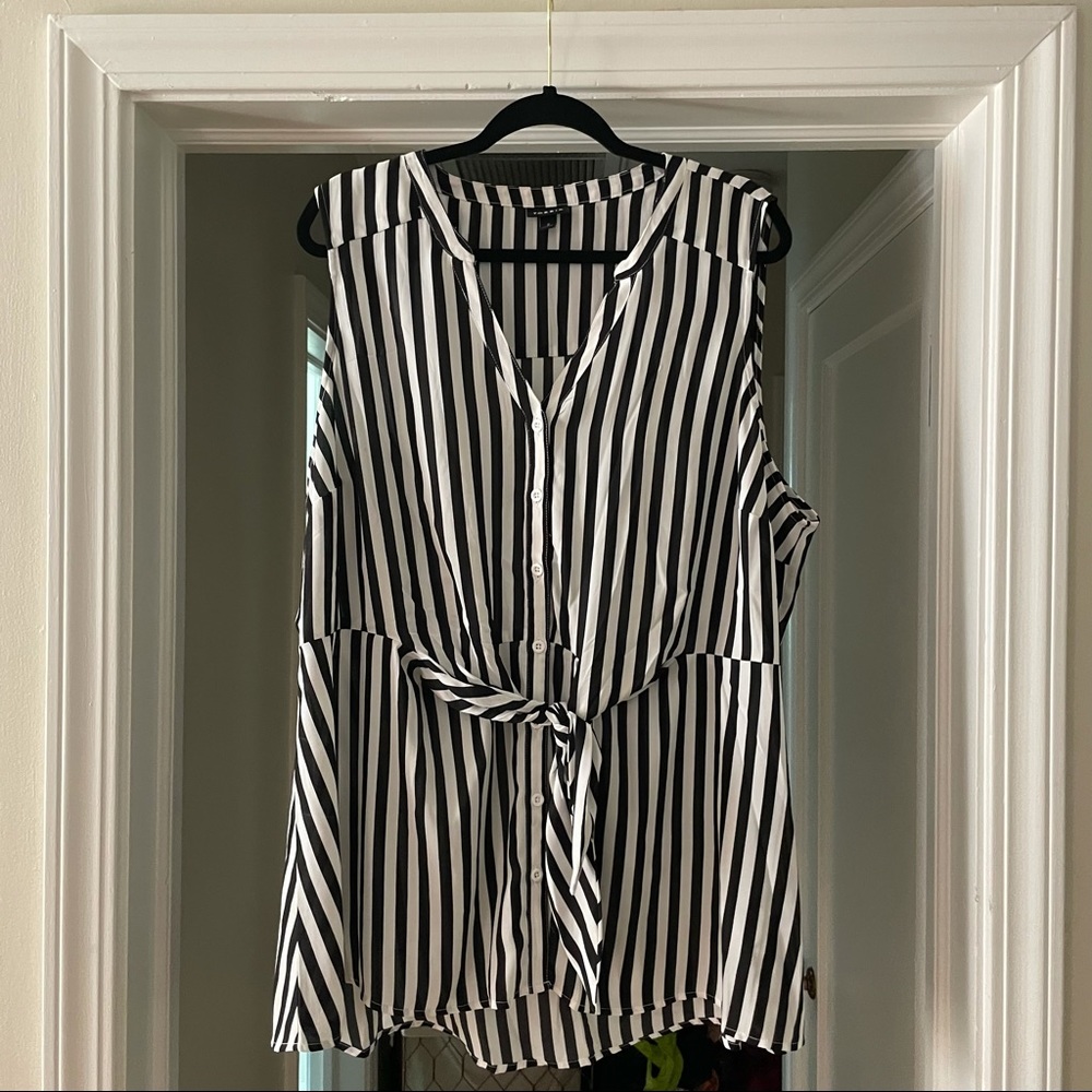 Torrid Black and White Stripe Blouse